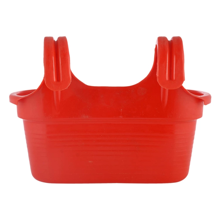Evergreeness India Hanging Flower Pot|Double Hook Plant Container|Durable Plastic Glossy Finish Pots for Home|Balcony|Garden|12 Inch|Pack of 3 (Red)