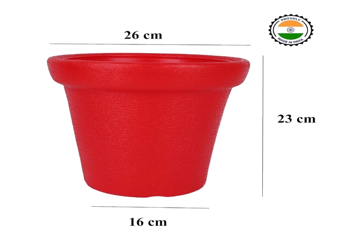 Evergreeness India Round Flower Planter for Home Decor (Red)