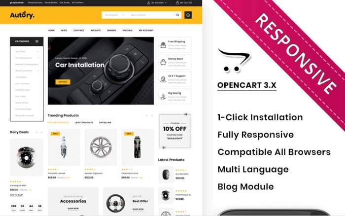 Autorry ‚Äì Auto Parts Store OpenCart Template
