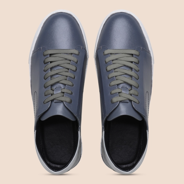 Space Grey Leather Low Tops Shoes | Leather Shoes for men