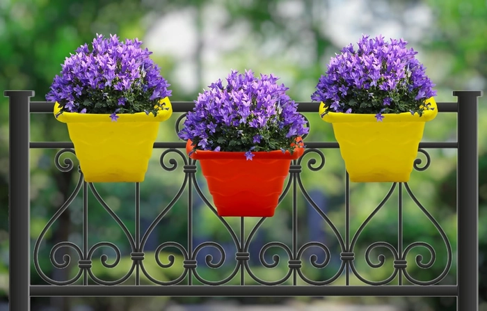 Evergreeness India Hanging Hook Flower Pot for Home Planters, Balcony, Garden, Terrace Etc | Pack of 4 | Multicolour | Ideal for Home Indoor & Outdoor Gardening Plants