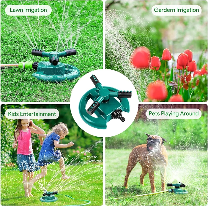 Evergreeness India Sprinkler-Automatic Lawn Water Sprinklers for Yard 360 Degree 3- Arm Rotating Sprinkler System (Multi)