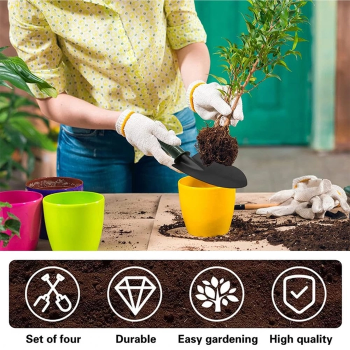 Evergreeness India Tools Small Hand Trowels Heavy Duty Gardening Tools Cast Aluminum with Soft Rubberized Non-Slip Handle, Durable Garden Hand Tools Garden Gifts for Men Women (Trowel Rack Small - 1)
