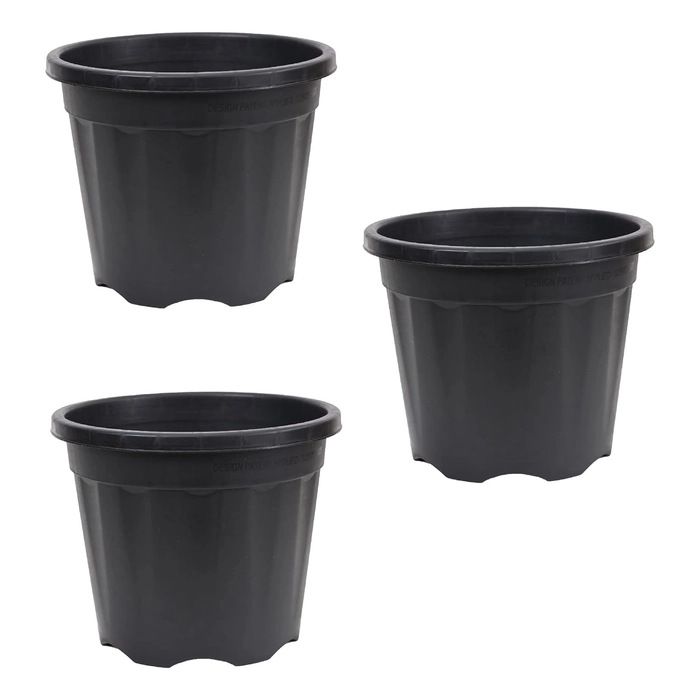 Evergreeness India Treated Large Plant Pots for Big Size Plants (24 inch Black Color Set of 3 Large Planters)
