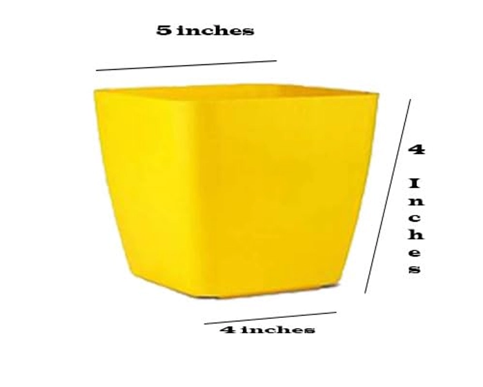 Evergreeness India Plastic Flower Pot (Square) (Pack of 3) | Multicolor Indoor pots for Gardening | Durable, Virgin Material.