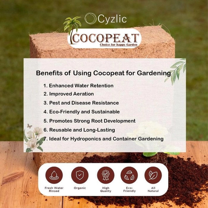Evergreeness India Cocopeat for Gardening - 100% Natural Soil Amendment 5kg