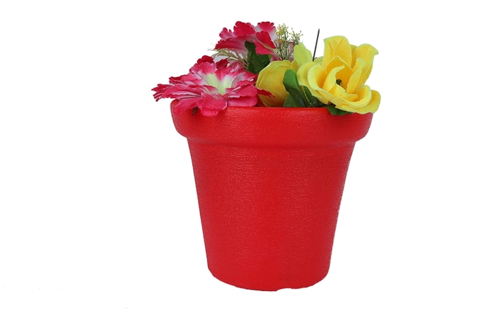 Evergreeness India Round Flower Planter for Home Decor (Red)