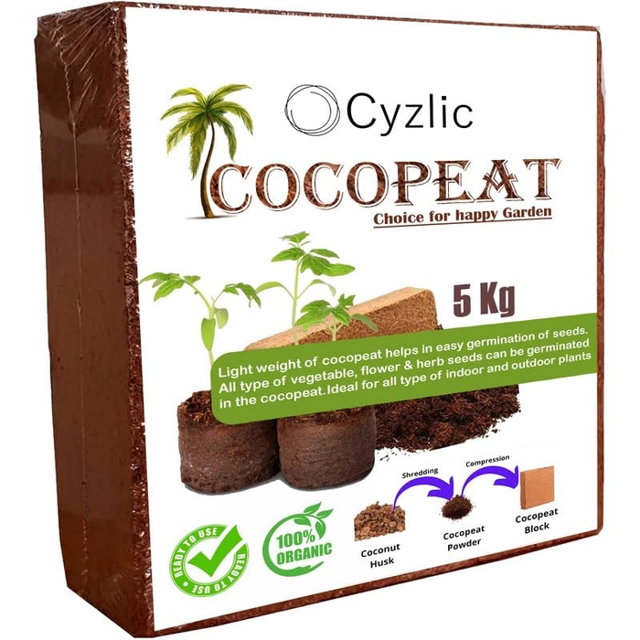 Evergreeness India Cocopeat for Gardening - 100% Natural Soil Amendment 5kg