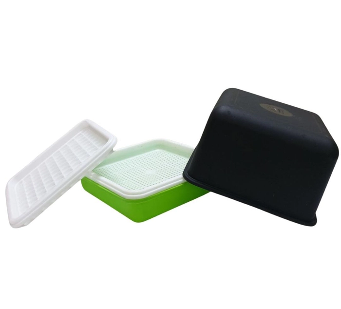Complete Microgreen Home Grow Tray Set (1 Lid + 2 Trays + 1 Base) - 3 Sets