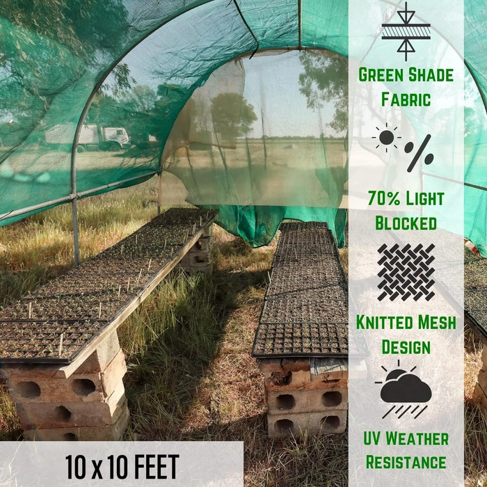 Evergreeness India Green Shade Net|UV Resistant Sun Mesh Shade|Net/for Balcony, Garden, Lawn (10 x 10 FEET)