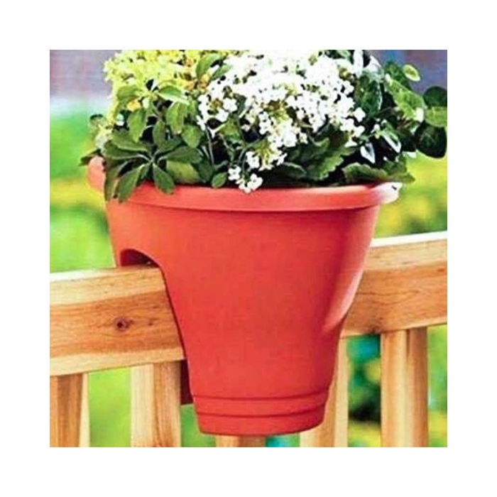 Evergreeness India  Umi Railing Flower Pots and Planter, Plant Container Set, Beautiful Virgin Plastic Flower Pots for Balcony, Fence, Garden Railing (12 Inch, Multicolor, Set of 3)