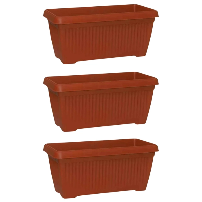 Evergreeness India Plant | Bello Rectangle 30CM Planters for Home Gardening Pots for Gardens | Flower Pots for Home & Garden (Pack of 3) (30CM | 11INCH) (Terracotta)