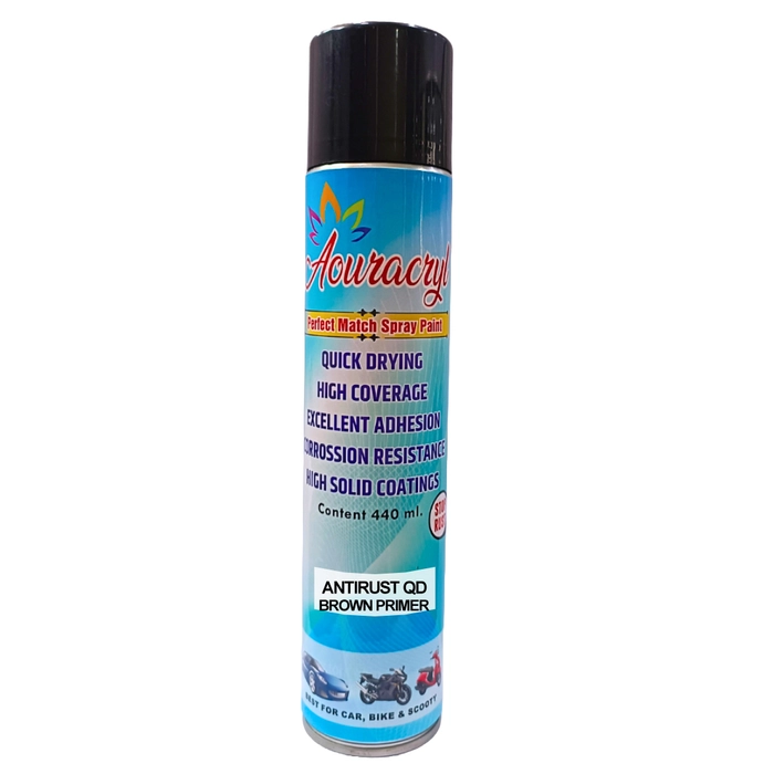 AOURACRYL Spray Paint ANTIRUST QD BROWN PRIMER -440 ml , For Bike, Cars, Furnitures, art and craft  Paint work