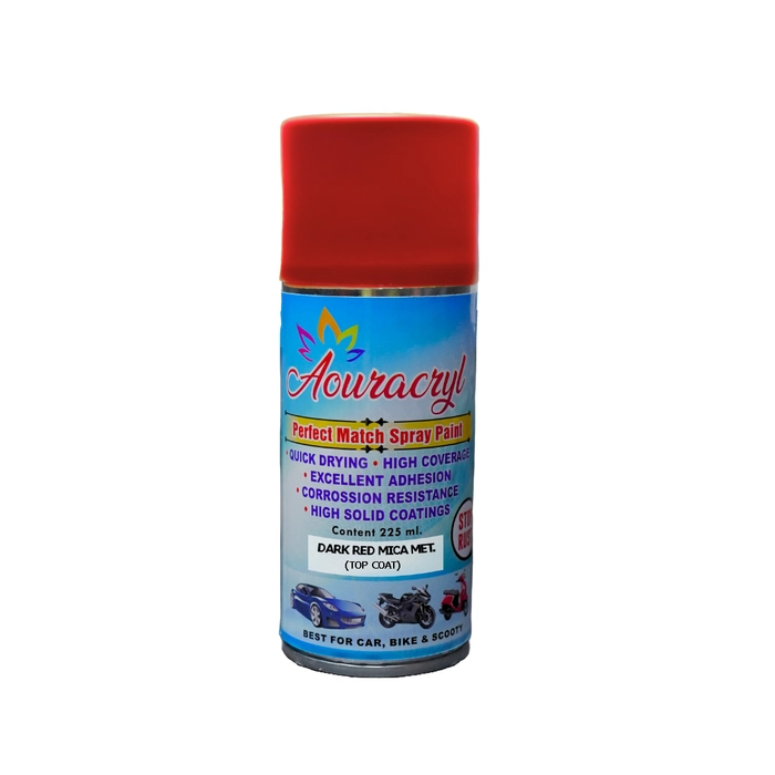 AOURACRYL PU Spray Paint Dark Red Mica Metallic (RC Colour Name), Compatible for Toyota Avanza, Land Cruiser, Innova Crysta and Rush Cars -225 ml (Pack of 1)
