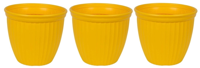 Evergreeness India Tapered Round Flower Pots for Home Planters, Terrace, Garden|Planters for Home Indoor & Outdoor Gardening Plants| 10 Inch Plant Pots for Balcony | Pack of 3, Yellow