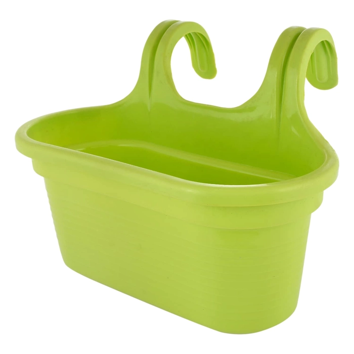 Evergreeness India Hanging Flower Pot|Double Hook Plant Container|Durable Plastic Glossy Finish Pots for Home|Balcony|Garden|12 Inch|Pack of 3 (Green)