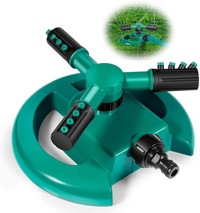 Evergreeness India Sprinkler-Automatic Lawn Water Sprinklers for Yard 360 Degree 3- Arm Rotating Sprinkler System (Multi)