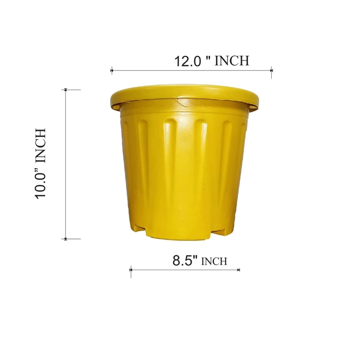 Evergreeness India World Gamla Planter Pots Plant Pots for Home | Plant Containers | Indoor Outdoor Balcony 12 Inch Yellow Color Durable Nursery & Garden Pots