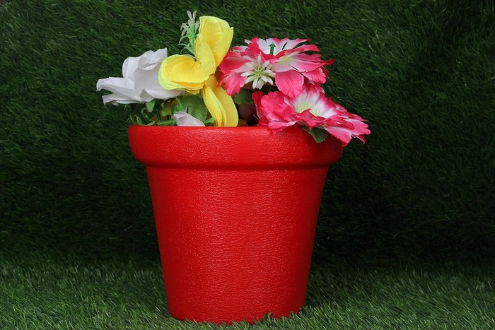 Evergreeness India Round Flower Planter for Home Decor (Red)