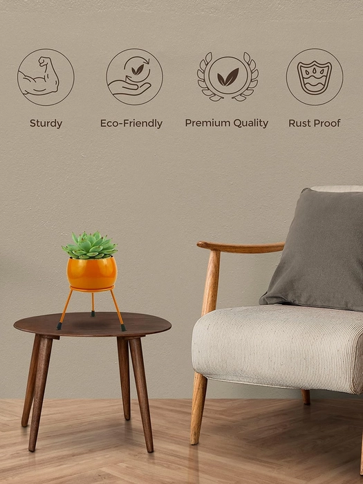 Evergreeness India Metal Pots and Planters for Living Room| Eco Friendly Indoor Plant Stand, Flower Pot for Garden Plants, Office Desk, Bedroom| Planter for Cacti & Succulents - Orange