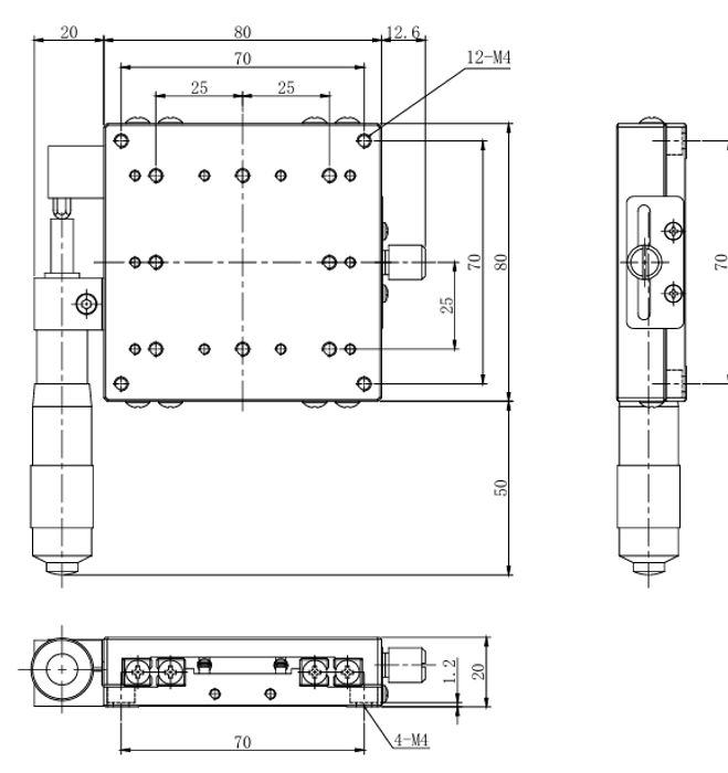 Single Translation Stage 80mm -25mm Travel