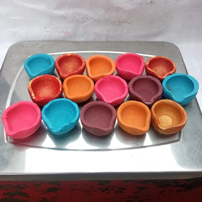 Swadeshi Diye | Natural Clay Traditional Diwali Ke Diye Earthen Clay Diye | Mitti Ke Diye | Diyas for Pooja ( Set of 15)