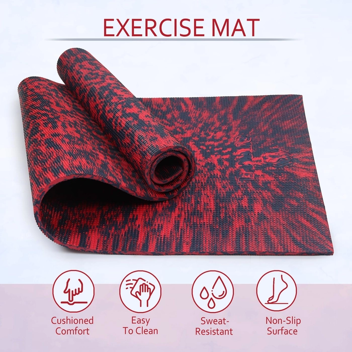 QUICKSHEL (EVA + TPE) 4MM Premium Marble Design Yoga Mat for women men Anti-Skid Lightweight Easy to Carry & Fold, Easy to hold with Carry Strap (Proudly Made in India) (2Fts x 6Fts) (Color-Red & Blue