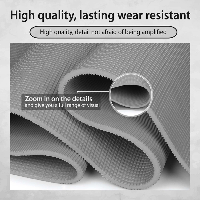 Quick Shel Yoga mats Exercise Mat Anti-Skid Water/Dirt Proof Lightweight easy to Carry for home and gym workouts for men women children with Carry Strap (Grey) (2fts x 6fts) (6mm Thickness)