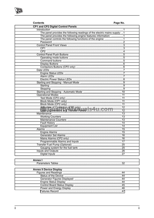 JCB CP1 & CP2 Digital Control Panels Service Manual