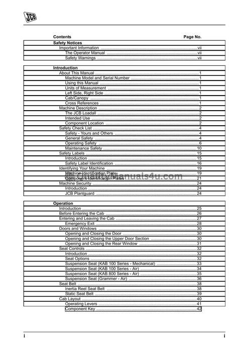 JCB MC05, MC06, LLMI-LLMC Loadalls Operator Manual