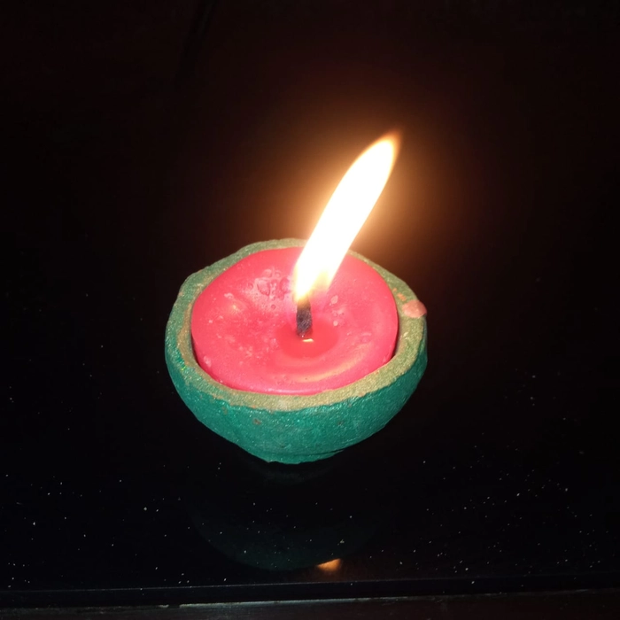 Swadeshi Candle Color diye | Natural Clay Traditional Diwali Ke Mom Diye | Mitti Ke mom Diye | Diyas for Occasions | Handmade Scented Tealight Candles, Multi-Coloured Holders, Set of 15
