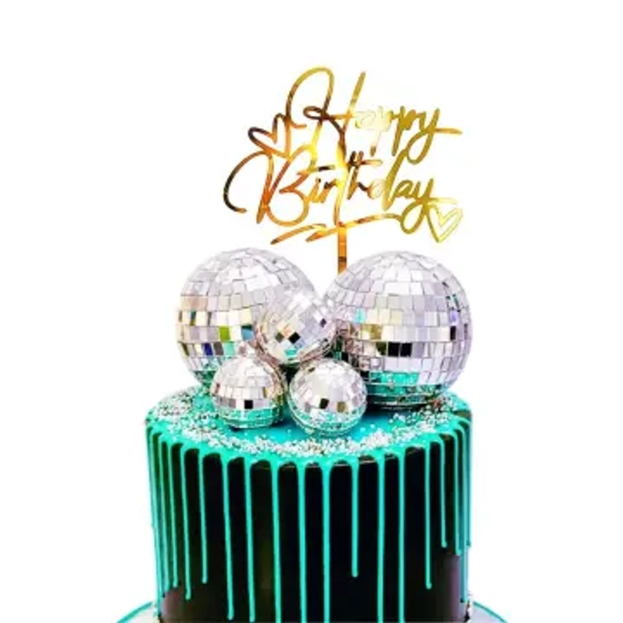 6 PCs Mirror Faux Balls Cake Topper - Gold