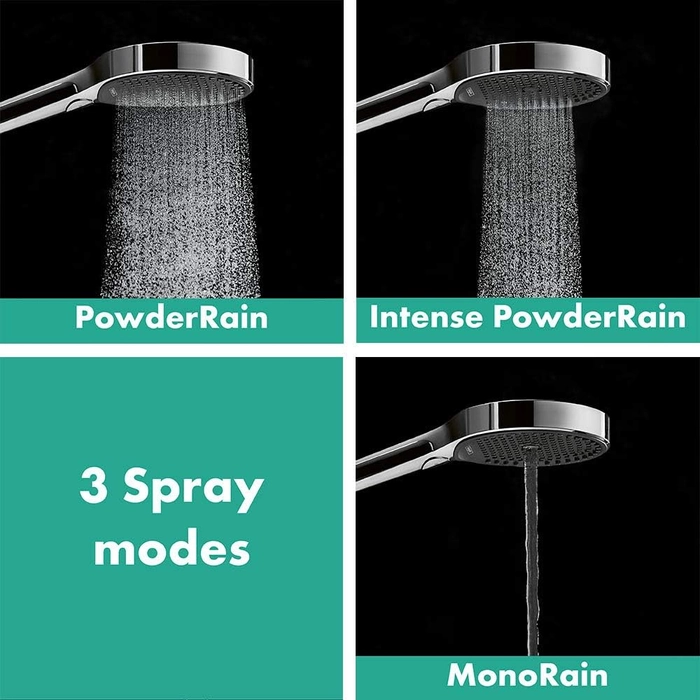hansgrohe Rainfinity Ensemble support mural et douchette 130 3 jet avec flexible de douche 160 cm, chromé