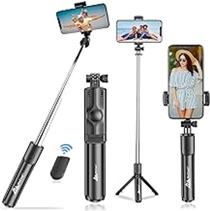 Selfie Stick, Extendable Selfie Stick Tripod with Detachable Wireless Remote