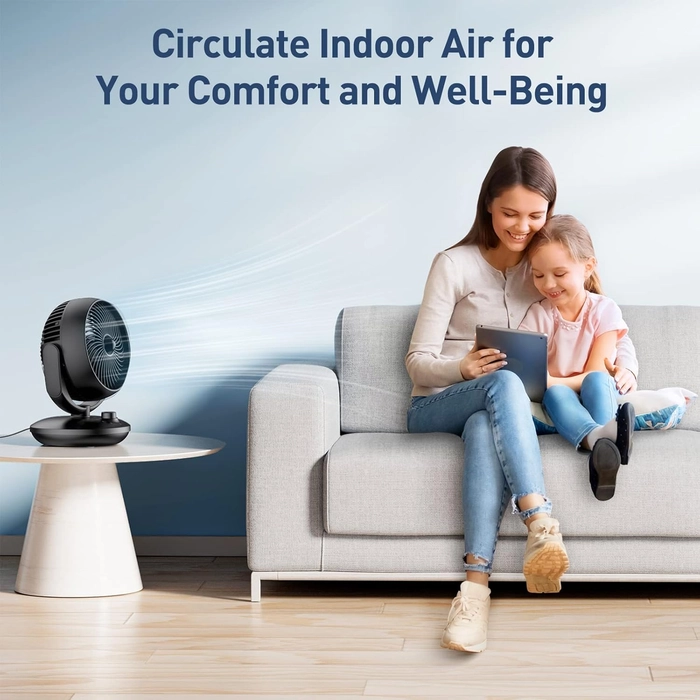 Ventilateur Silencieux Ultra Puissant,22dB Portable & Table,Circulation d'air Turbo 3D Pour Bureau Avec 3 Vitesses et Inclinaison Réglable à 90 ° pour Pièces de 15 m², Chambre à Coucher, Salon