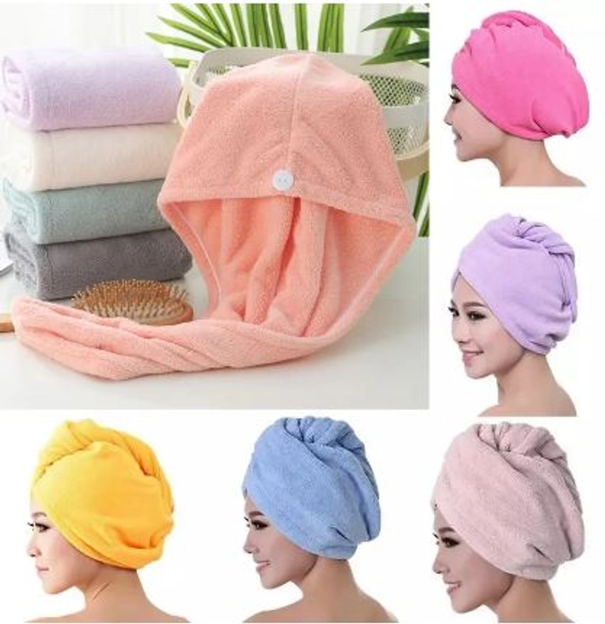 HAIR DRYING TOWEL MICROFIBER HAIR TOWEL WRAP WITH BUTTONS