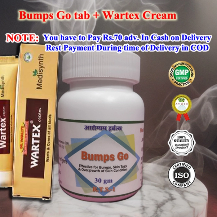 Bumps Go Tablet + Wartex Cream - Pack of 2 different medicines