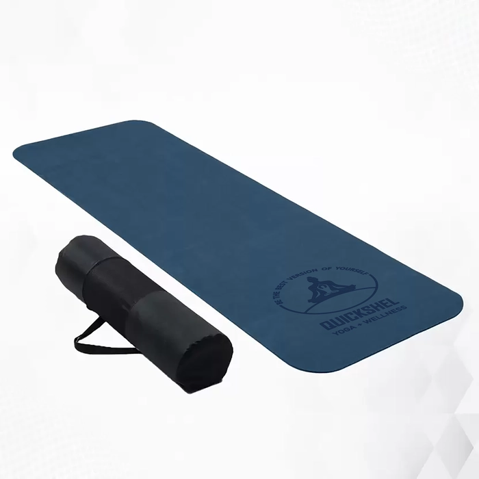 Quick Shel Lightweight,Anti-Slip,Soft EVA Mat with Carry Bag for Women & Men,Gym & Exercise Navy Blue 6 mm Yoga Mat