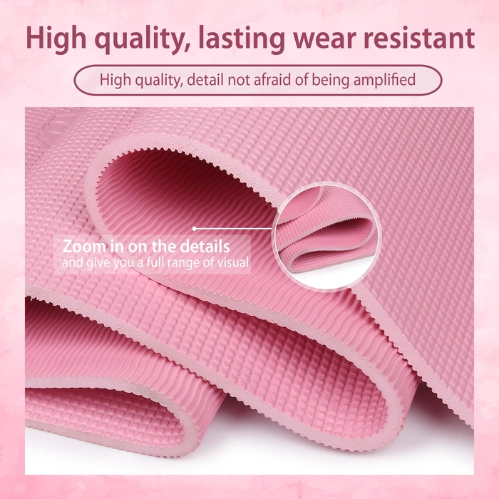 Quick Shel Yoga mats Exercise Mat Anti-Skid Water/Dirt Proof Lightweight easy to Carry for home and gym workouts for men women children with Carry Bag (Pink) (2fts x 6fts) (6mm Thickness)