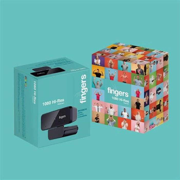 FINGERS 1080 Hi-Res Webcam with 1080p Wide Angle Lens and Built-in Mic