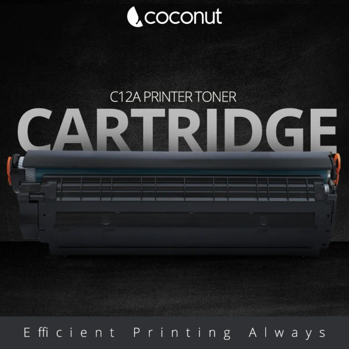 Coconut 12A Laser Toner Cartridge – Black | Compatible with HP 12A (Q2612A) | Page Yield: Up to 1500 Pages | Easy to Refill