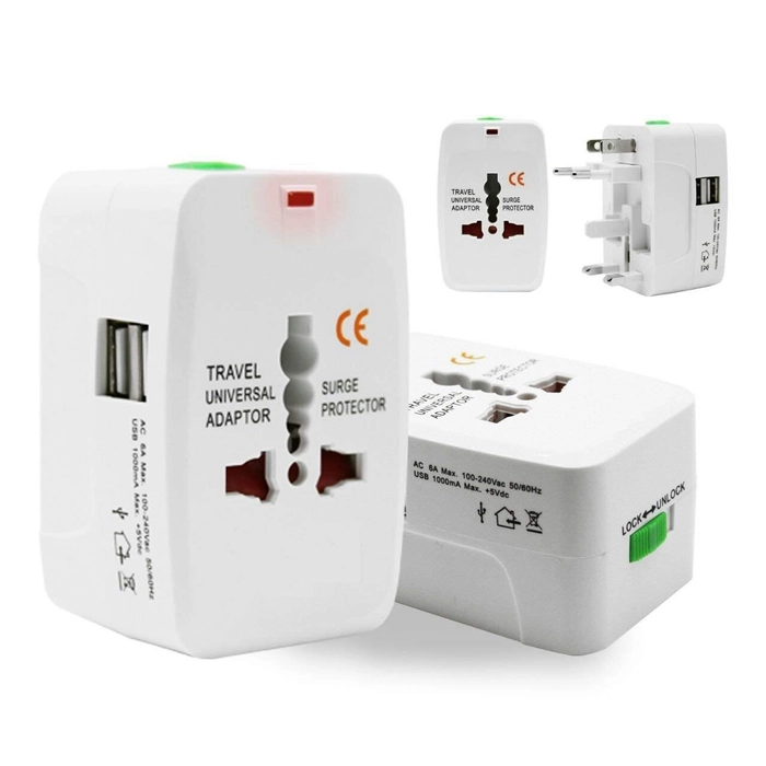 Worldwide Travel Adapter with Build in Dual USB Charger Ports