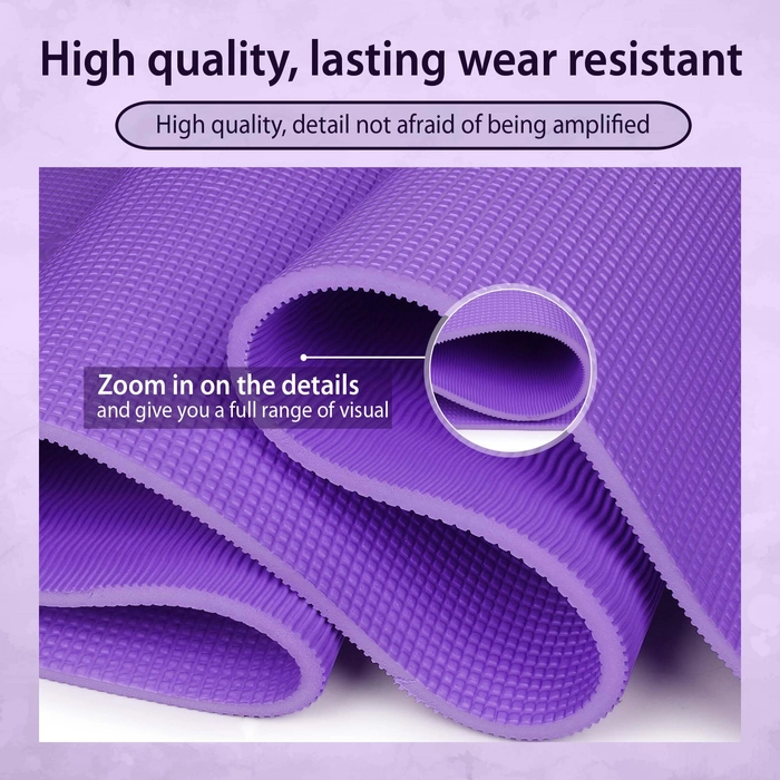 Quick Shel Yoga mats Exercise Mat Anti-Skid Water/Dirt Proof Lightweight easy to Carry for home and gym workouts for men women children with Carry Strap (Purple) (2fts x 6fts) (6mm Thickness)