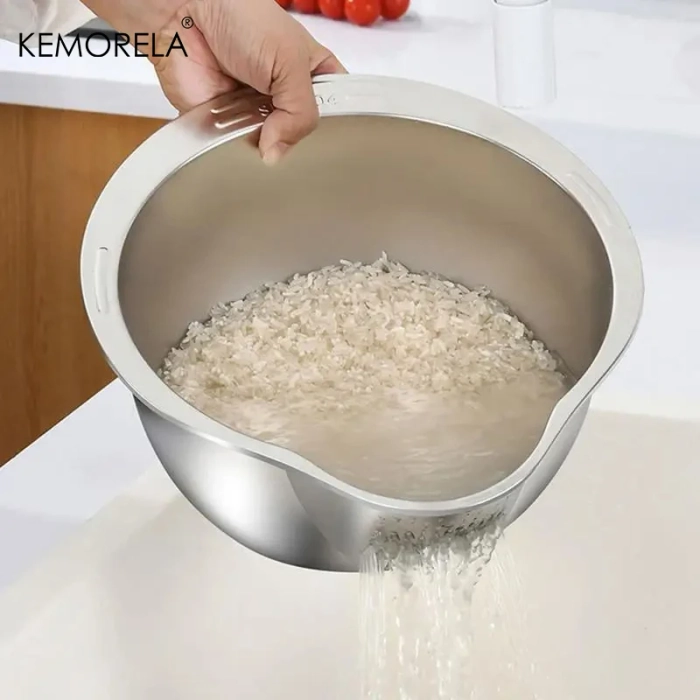 Stainless Steel Rice Washer Strainer Bowl