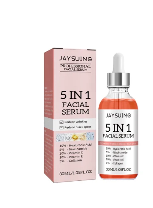 5 IN 1 FACIAL SERUM WITH HYALURONIC ACID, NIACINAMIDE, COLLAGEN, VITAMIN C & E - 30 ML