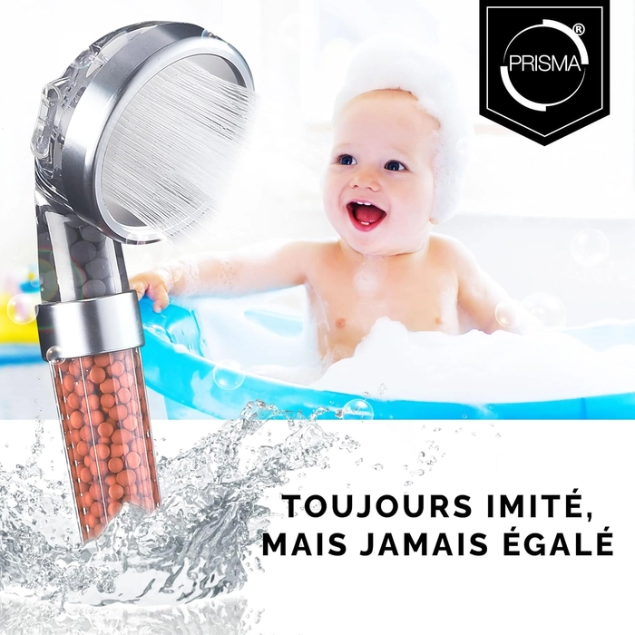 Prisma Pommeau de douche de qualité supérieure Douchette économe en eau avec augmentation de la pression de l'eau Pommeau de douche avec effet pluie et...