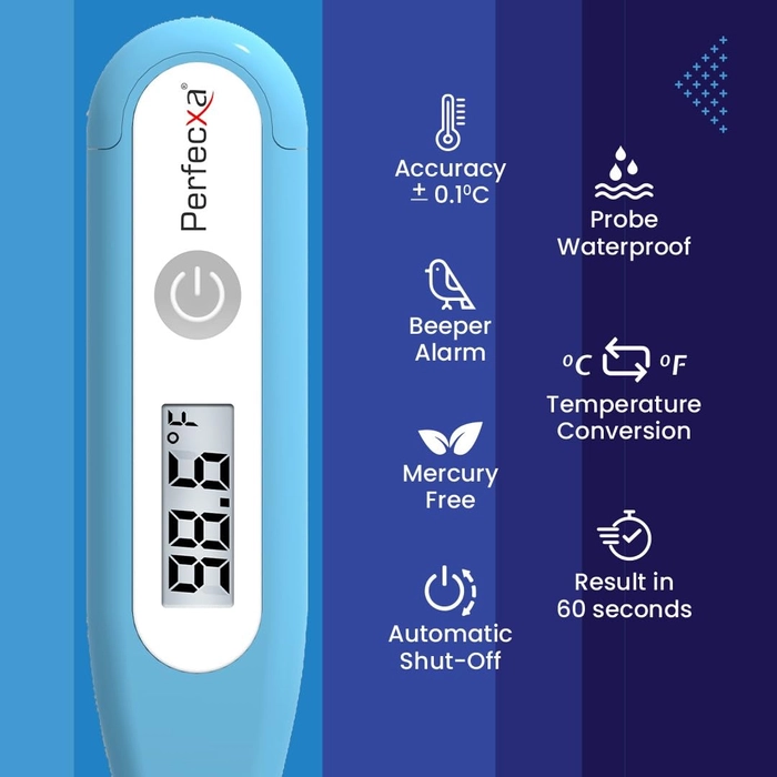 Perfecxa Thermometer VHS-0190A Waterproof Flexible Tip Digital Thermometer