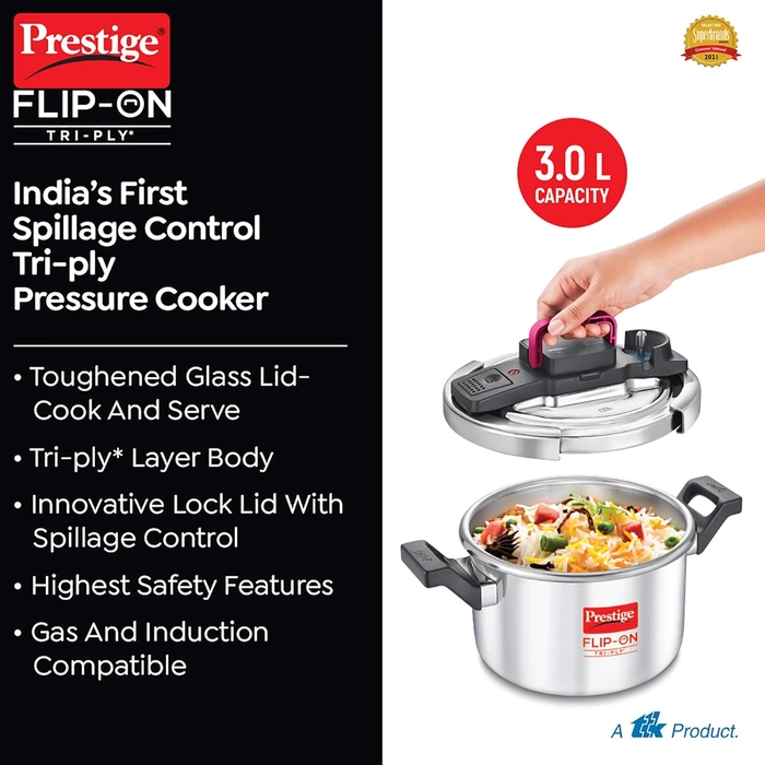 Prestige Flip on Review  Stainless steel Induction Bottom Pressure cooker  