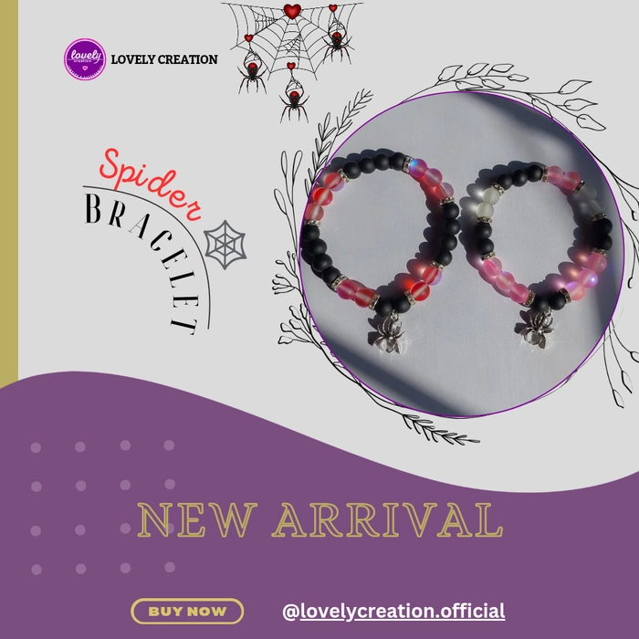 Aura Bead Spider Couple Bracelets 🕷️🕸️🖤(2 piece/1 pair)