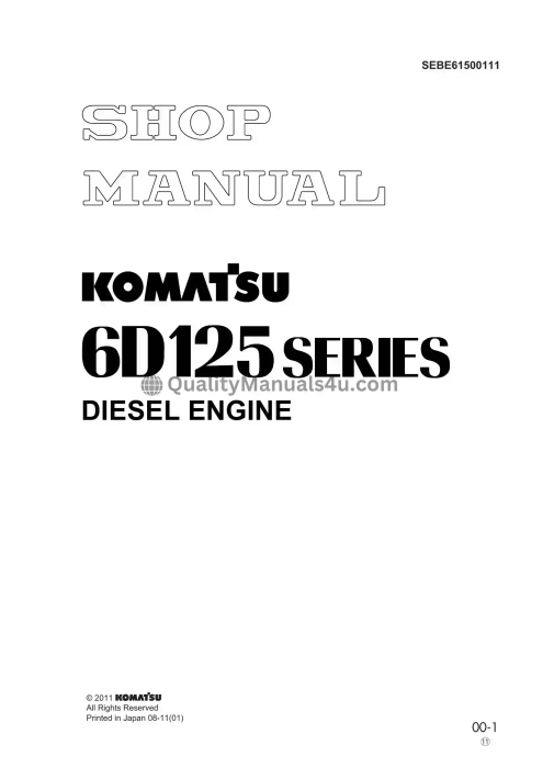 Komatsu 6D125 Series Diesel Engine Shop Service Repair Manual Download PDF